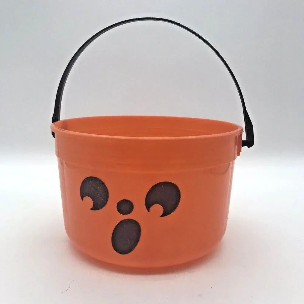 Vintage Plastic McBoo Jack O'Lantern Candy Bucket Pumpkin Trick Or Treat Pail